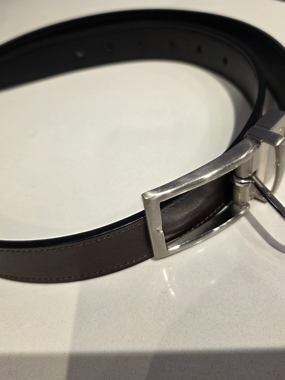 Coach Men's Reversible Leather Belt - Black/Brown, Size 36
